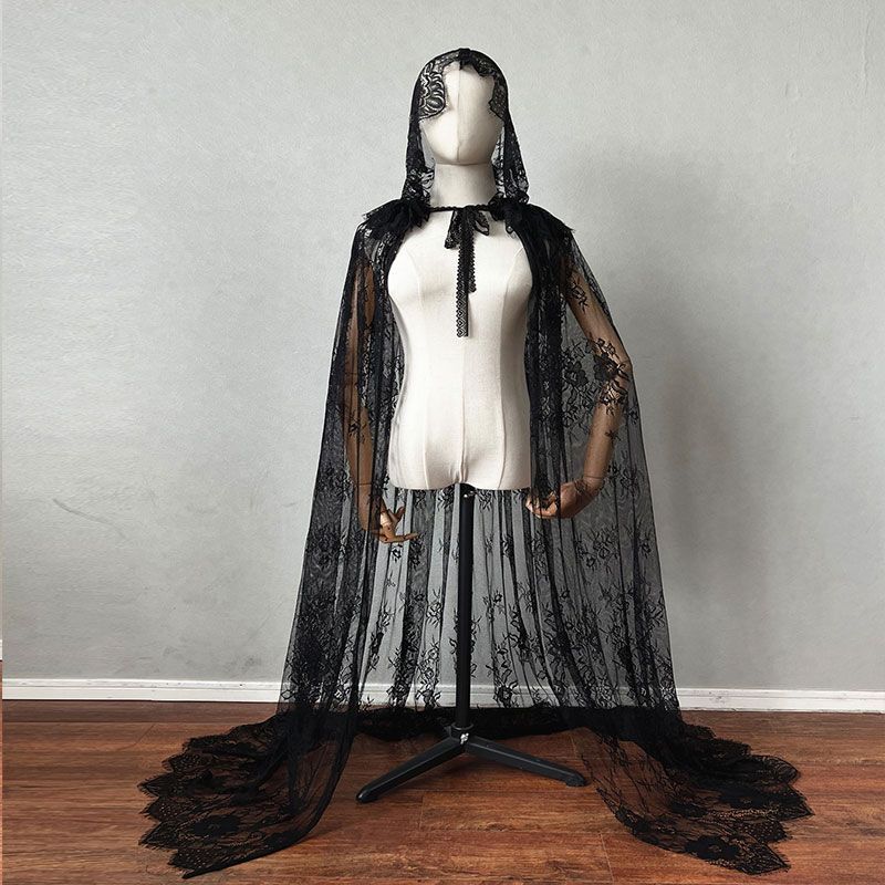 Anime Cosplay Nun - Capa gótica de encaje con capucha
