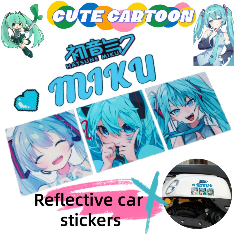 Anime Cosplay Miku - Nuevas Pegatinas Reflectantes Creativas de Hatsune