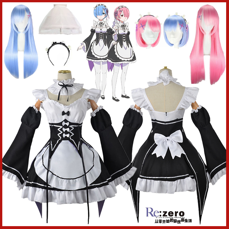 Re Zero Rem Wig - Disfraz de cosplay de Anime Ram