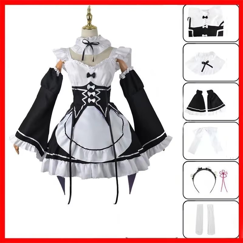 Disfraz de Cosplay de Anime Re - Re Zero Rem Wig reseña y precio